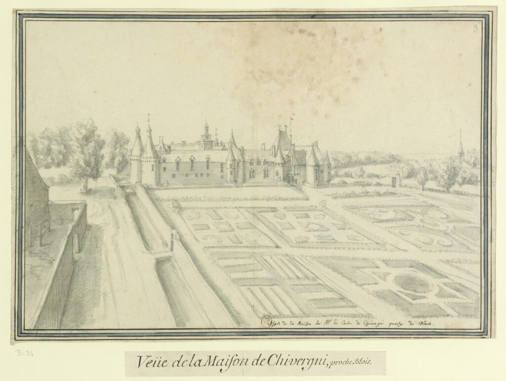 Vue de la maison de Cheverny - Dessin d'Étienne Martellange - Non daté mais estimé à 1624