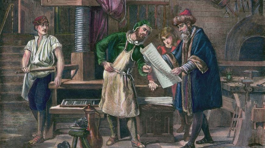 Johannes Gutenberg dans son atelier