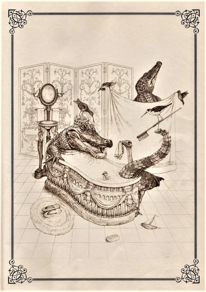 Illustration de Leonard B. Lubin pour l'édition de 1975 de The Pig-Tale de Lewis Carroll