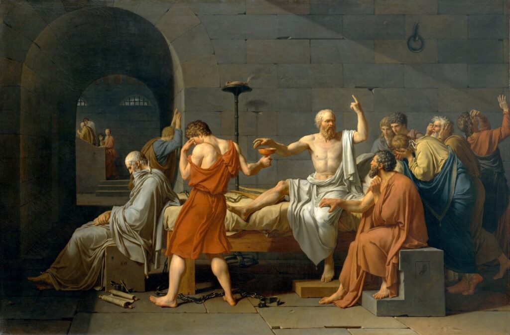 La Mort de Socrate, par Jacques-Louis David. 1787. Metropolitan Museum of Art, New York