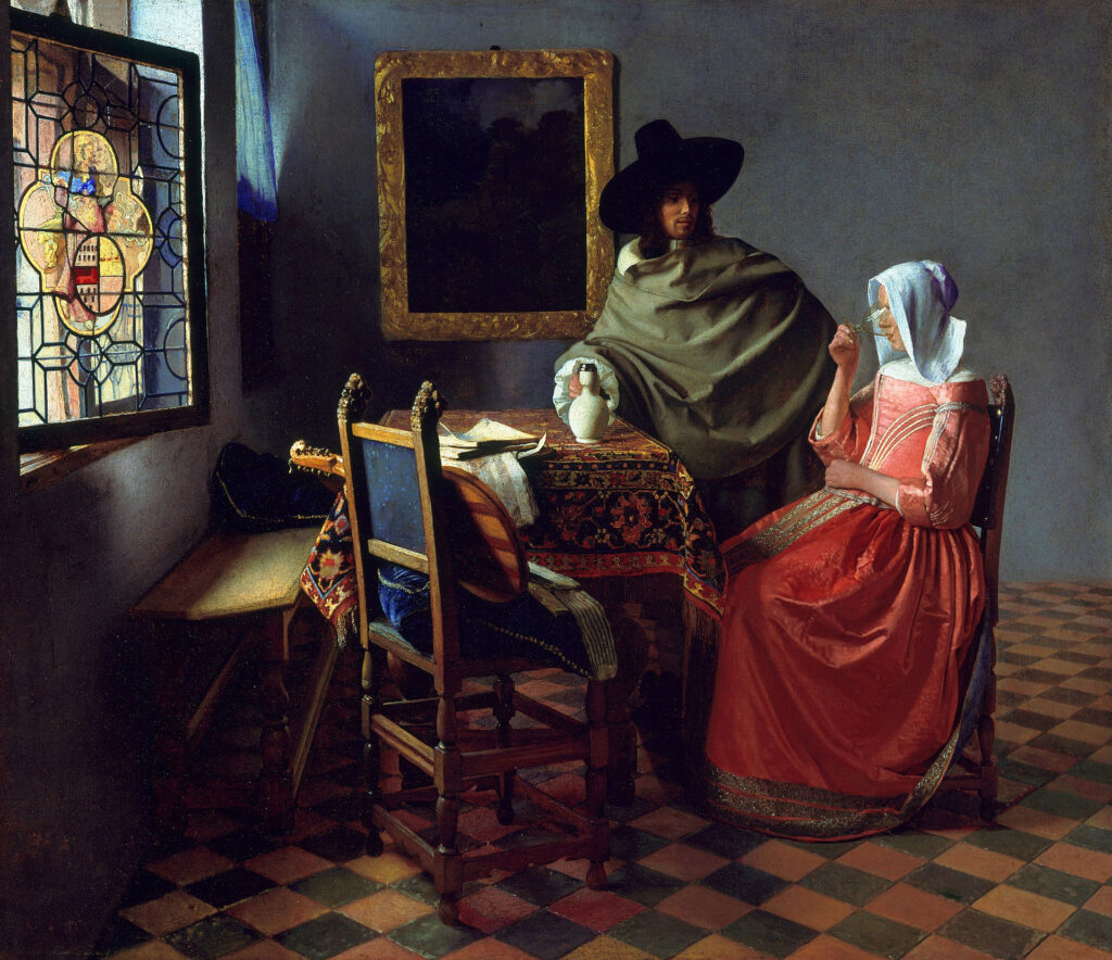 Johannes Vermeer : Le verre de vin (1658-1660). (Meilleur livre de la semaine : Vermeer de Jan Blanc !). Crédit photo Mauritshuis.