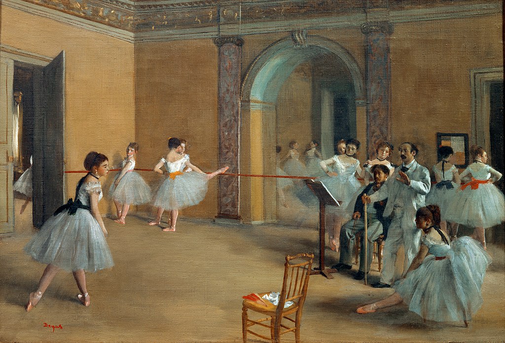 Edgar Degas : Le Foyer de la danse à l'Opéra de la rue Le Peletier, 1872. Musée d'Orsay, Paris. Exposition Manet/Degas au musée d’Orsay