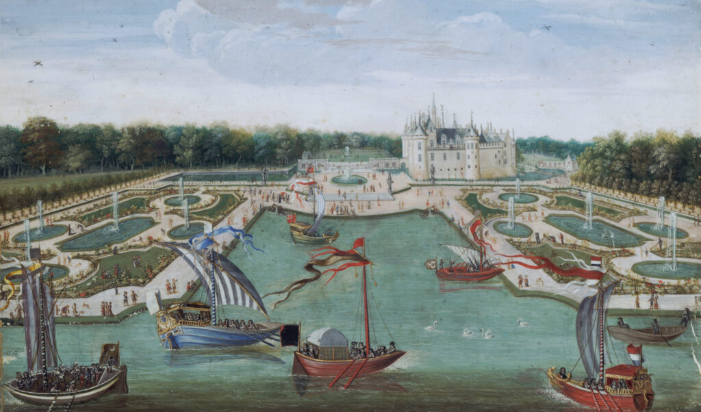 Le château de Chantilly en 1680 – Liven Cruyl (vers 1640-1720). (Visite du château de Chantilly, ses musées et son parc !). Crédit photo Musée Condé, château de Chantilly.