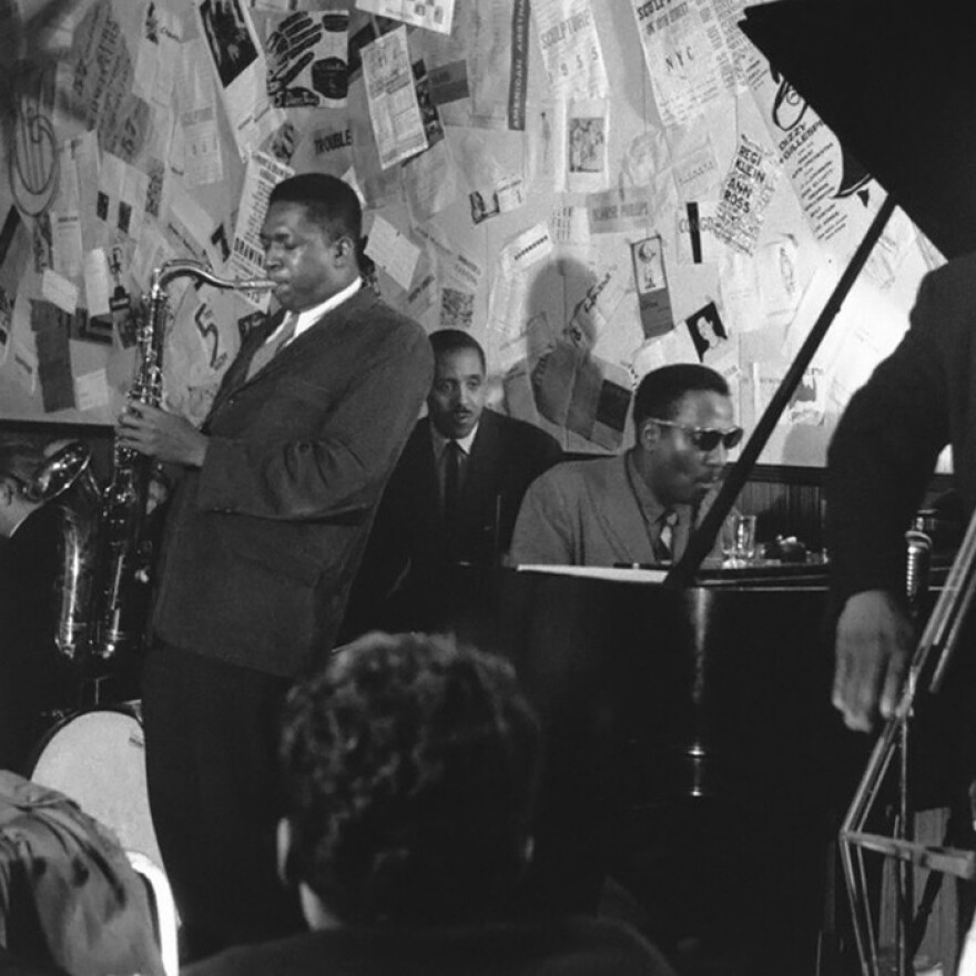 Thelonious Monk et John Coltrane en concert au Five Spot en 1957. Crédit photo American Routes. (Meilleur album de la semaine : Thelonious Monk with John Coltrane !).