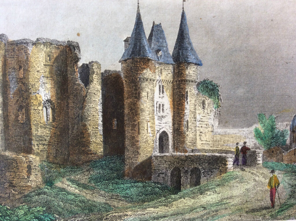 Le château Saint-Jean de Nogent-le-Rotrou au début du XIXe siècle, d'après une gravure ancienne. (Château Saint-Jean de Nogent-le-Rotrou : joyau du Perche !).