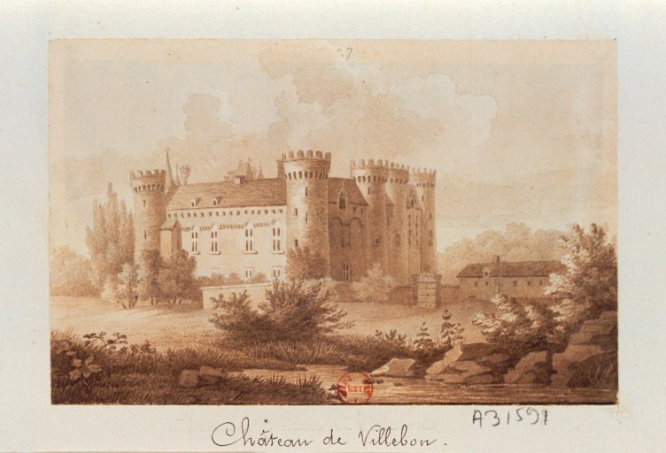 Château de Villebon. Gravure ancienne. | Source : Gallica (BNF). (Visite du château de Villebon, forteresse de la Guerre de Cent Ans !).