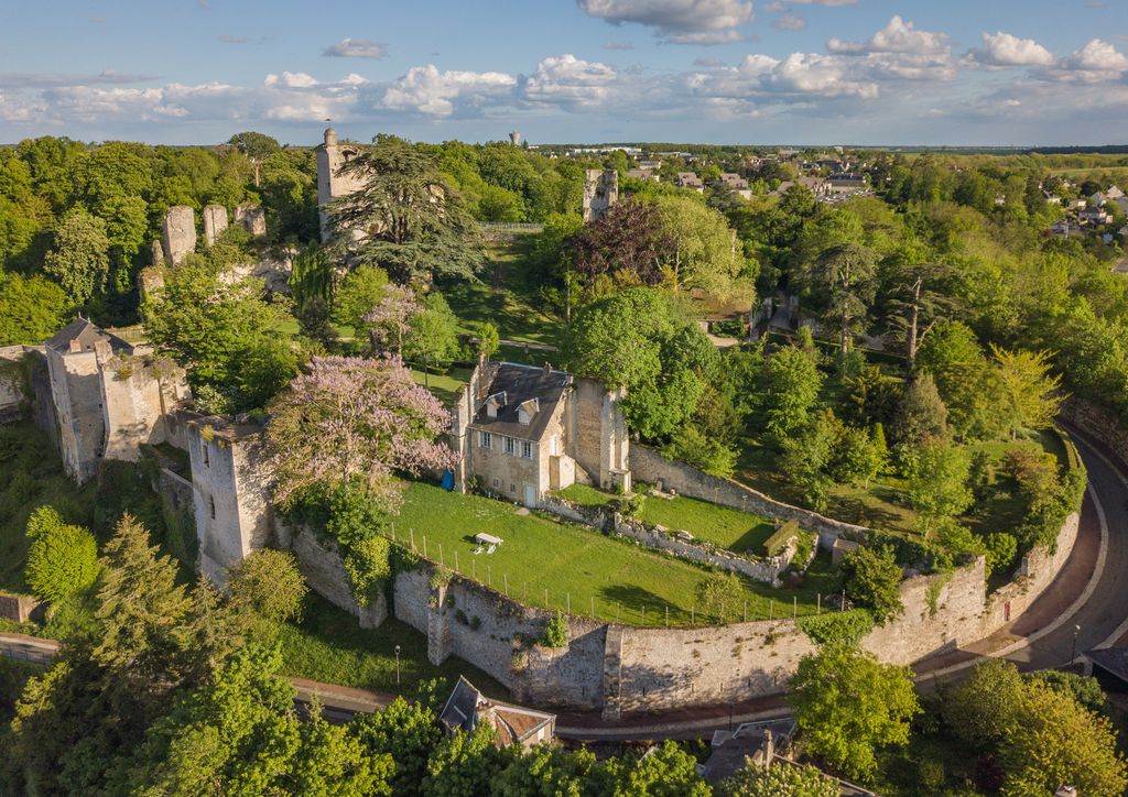 Le château de Vendôme, son parc et ses remparts, vue aérienne. (Découvrez les vestiges et le parc du château de Vendôme !).