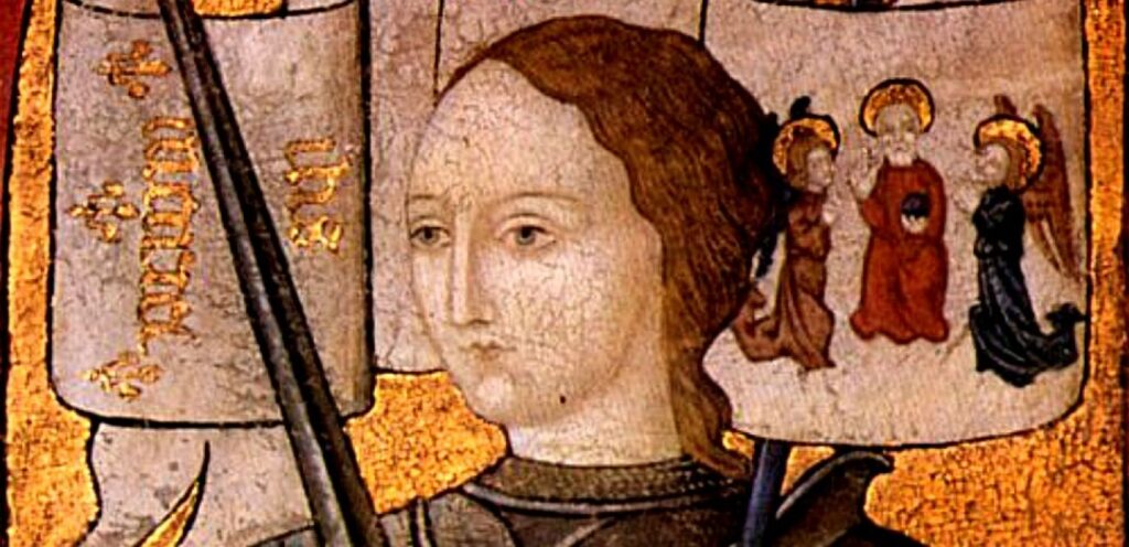 Jeanne d'Arc (miniature, entre 1450 et 1500) - Archives nationales (Wikimedia Commons/domaine public). (Visite du château du Rivau : une parenthèse féérique !).