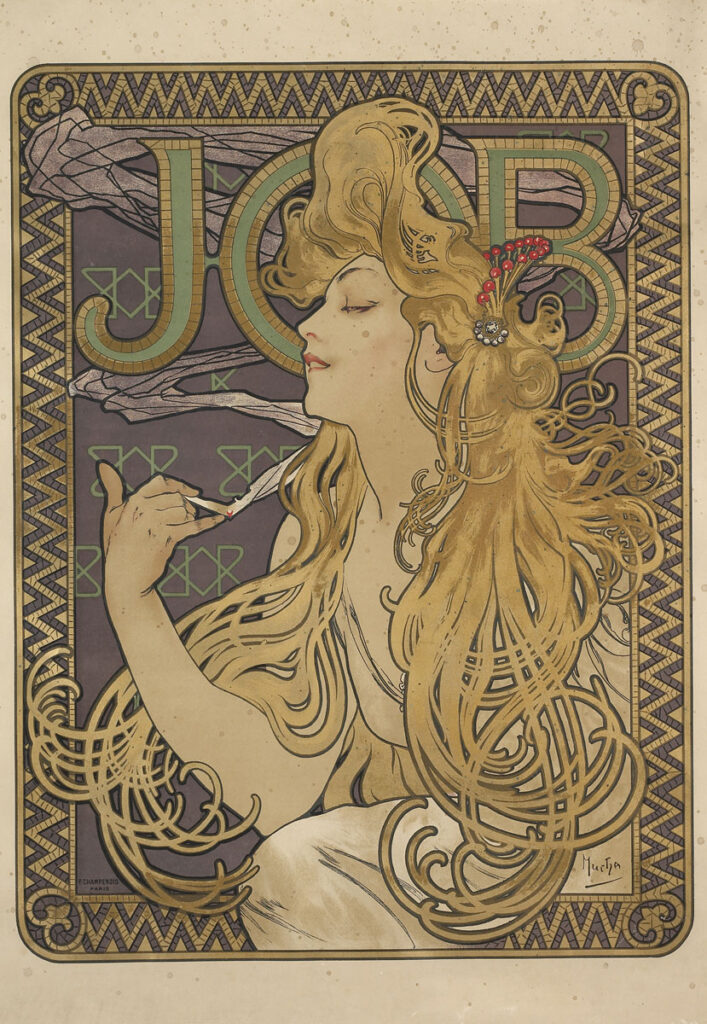 Alfons MUCHA, "Job", 1897 © Musée d'Ixelles-Bruxelles / Courtesy of Institut für Kulturaustausch, Tübingen. (Exposition Toulouse-Lautrec et les maîtres de l’affiche au MBA de Quimper !).