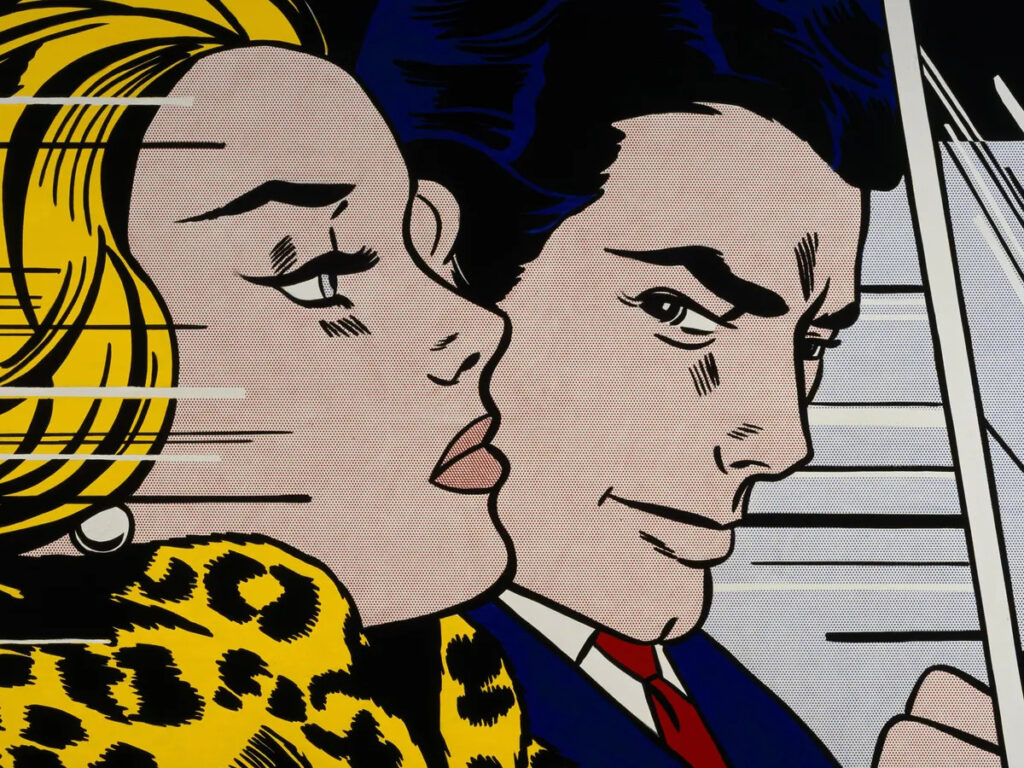 Roy Lichtenstein : In the car (1963).(Centenaire de Roy Lichtenstein, pionnier du Pop Art !).