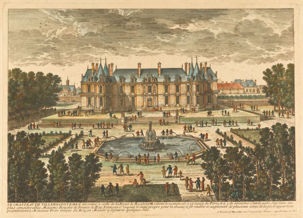 Château de Villers-Cotterêts, estampe du XVIIe siècle. (Le château de Villers-Cotterêts devient La Cité Internationale de la Langue Française !).