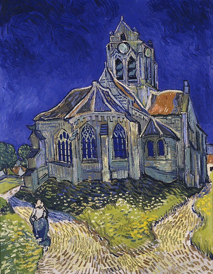 Vincent Van Gogh : L'église d'Auvers-sur-Oise, vue du chevet (1890). Crédit photo musée d'Orsay. (Ne ratez pas l'exposition Van Gogh à Auvers-sur-Oise au musée d'Orsay !).