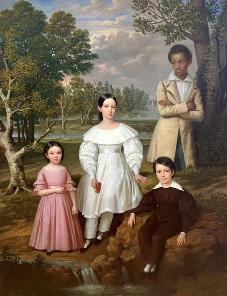 Bélizaire et les enfants Frey attribué au portraitiste français Jacques Amans (1801-1888). (Meilleures citations pour comprendre l’œuvre d’Alexis de Tocqueville 3/4).